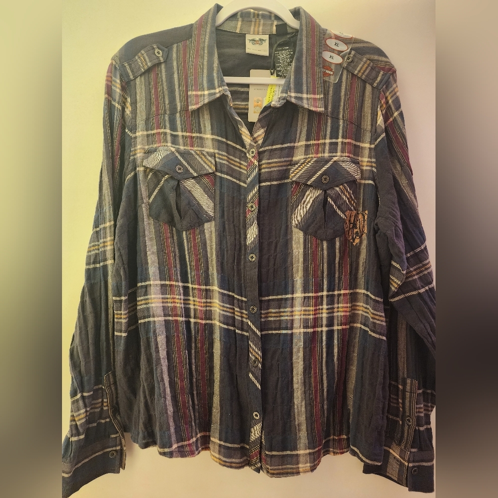NWT Harley Davidson Striped Button-Up Shirt